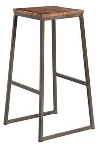 Steeple Wooden Bar Stool In Raw Metal Frame