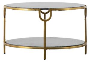 Tombstone Black Marble Coffee Table With Gold Metal Frame