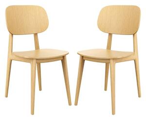 Romney Natural Oak Wooden Dining Chairs In Pair