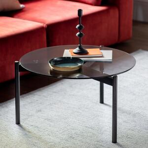 Moraine Clear Glass Side Table With Natural Wooden Base