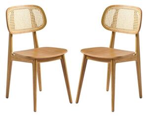 Romney Natural Rattan Wooden Dining Chairs In Pair