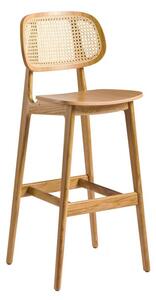 Romney Natural Rattan Back Wooden Bar Stool In Natural Oak