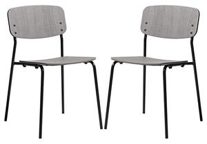 Versta Grey Ash Dining Chairs With Black Frame In Pair