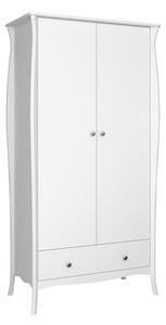 Braque Wooden Wardrobe With 2 Doors And 1 Drawer In White