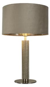 London Taupe Velvet Shade Table Lamp In Satin Silver