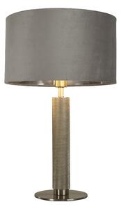 London Grey Velvet Shade Table Lamp In Satin Silver