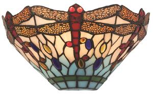 Dragonfly Stained Glass Wall Light In Antique Brass