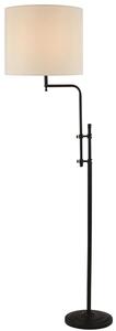 Munich Natural Linen Shade Floor Lamp In Matt Black