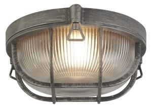 Avon Ribbed Glass Bulkhead Outdoor Light In Silver