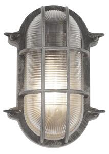 Avon Ribbed Glass Bulkhead Outdoor Wall Light In Silver