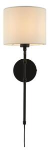 Munich Natural Linen Shade Wall Light In Matt Black