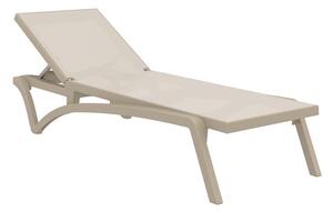 Palmont Synthetic Fabric Sun Lounger In Taupe