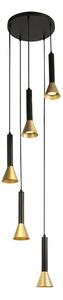 Signal 5 Light Gold Shade Multi Drop Pendant Light In Black