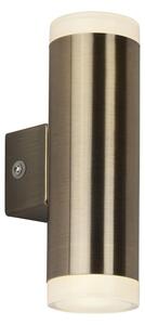 Metro LED Glass Outdoor Wall Light In Antique Brass