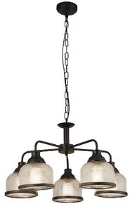 Highworth 5 Light Holophane Glass Pendant Light In Black