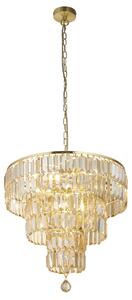 Empire 5 Light Champagne Glass Pendant Light In Satin Brass