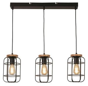 Vision 3 Light Cage Style Bar Pendant Light In Matt Black