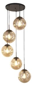 Punch 5 Light Champagne Glass Multi Drop Pendant Light In Black