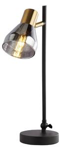 Westminister Smoked Glass Table Lamp In Black And Brass