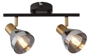 Westminister 2 Light Smoked Glass Spotlight In Black And Brass