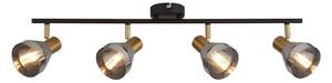 Westminister 4 Light Smoked Glass Spotlight In Black And Brass