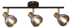 Westminister 3 Light Smoked Glass Spotlight In Black And Brass