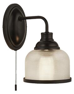 Highworth Holophane Style Glass Wall Light In Matt Black