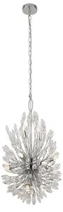 Peacock 14 Light Clear Crystal Pendant Light In Chrome