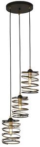 Spring 3 Light Multi Drop Pendant Light In Gold And Black