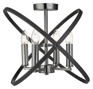 Hoopla 4 Light Semi Flush Light In Pewter