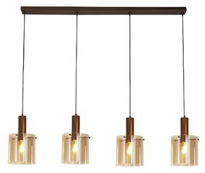 Sweden 4 Light Amber Glass Bar Pendant Light In Mocha