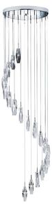 Sculptured 20 Light Crystal Multi Drop Pendant Light In Chrome