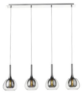 Adelina 4 Light Clear Smoked Glass Shade Pendant Light In Chrome