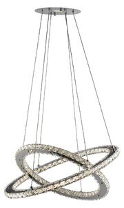 Clover LED 2 Light Clear Glass Ring Pendant Light In Chrome