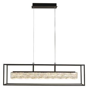 Elevator LED Crystal Glass Pendant Light In Matt Black