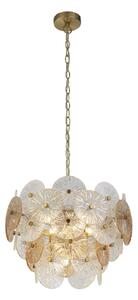 Wagon 5 Light Clear Amber Glass Pendant Light In Bronze