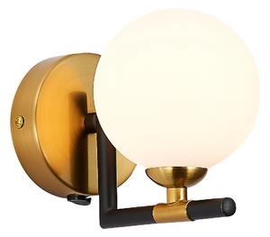 Batley Glass Shade Wall Light In Black And Brass