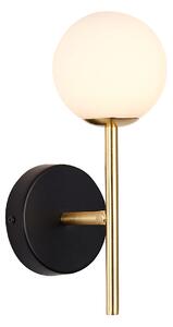 Dore Opal Glass Shade Wall Light In Gold And Black