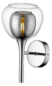 Adelina Clear Smoked Glass Shade Wall Light In Chrome