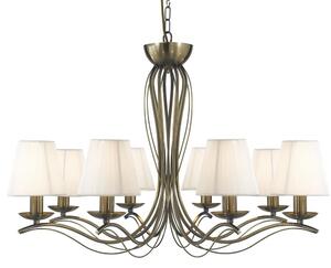 Andretti 8 Light Ivory Fabric Pendant Light In Antique Brass