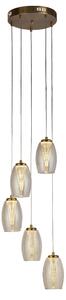 Cyclone 5 Light Champagne Glass Pendant Light In Bronze