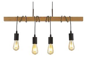 Woody 4 Light Natural Bar Pendant Light In Black