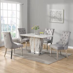 Memphis Small Filo Effect Dining Table 4 Imperial Grey Chairs