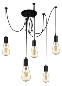 Squiggle 5 Light Pendant Light In Matt Black