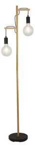 Woody 2 Light Natural Floor Lamp In Matt Black