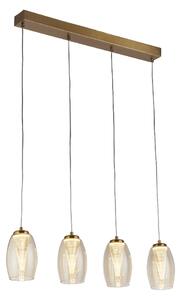 Cyclone 4 Light Champagne Glass Pendant Light In Bronze