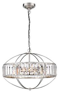 Flor Clear Crystal Shade Pendant Light Oval In Satin Nickel