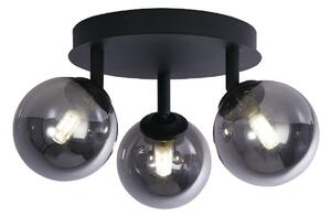 Crosby 3 Light Smoked Glass Semi Flush Light In Black