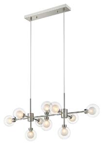 Dolores 10 Light Clear Shade Pendant Light In Satin Nickel