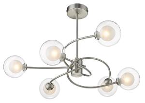 Dolores 6 Light Clear Shade Semi Flush Light In Satin Nickel